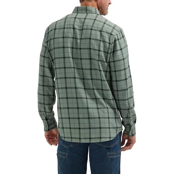 Wrangler Technical Long-Sleeve Work Shirt for Men - Green Check - L - Picture 2 of 9